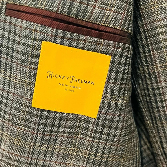 Hickey Freeman Men's Gray Blue Plaid Wool Blazer Sports Jacket Size 40 Reg NEW - Picture 7 of 14